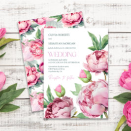 Blush Pink Peonies Waterverf Weddenschap Kaart