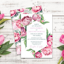 Blush Pink Peonies Waterverf Weddenschap