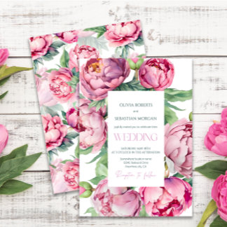 Blush Pink Peonies Waterverf Weddenschap Kaart