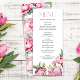 Blush Pink Peonies Waterverf Weddenschap Menu