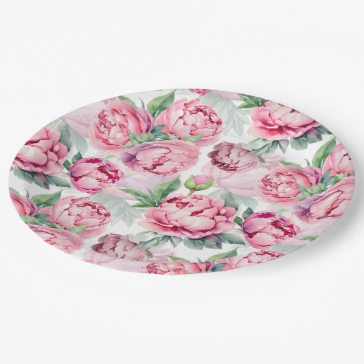 Blush Pink Peonies Waterverf Weddenschap Papieren Bordje (Gekanteld)