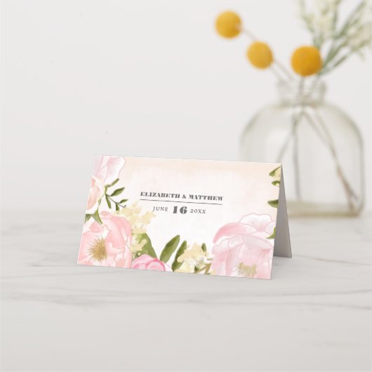 Blush Pink Peonies Waterverf Weddenschap Plaatskaartje (Achterkant)