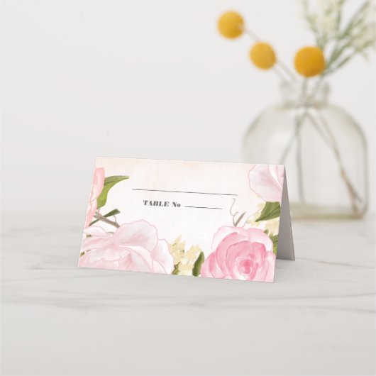 Blush Pink Peonies Waterverf Weddenschap Plaatskaartje (Voorkant)