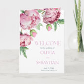 Blush Pink Peonies Waterverf Weddenschap Programma (Voorkant)