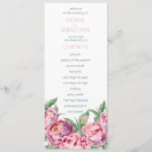 Blush Pink Peonies Waterverf Weddenschap Programmakaart (Voorkant)