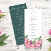 Blush Pink Peonies Waterverf Weddenschap Programmakaart