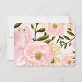 Blush Pink Peonies Waterverf Weddenschap RSVP Kaar (Achterkant)