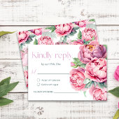 Blush Pink Peonies Waterverf Weddenschap RSVP Kaartje