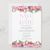 Blush Pink Peonies Waterverf Weddenschap Save The Date (Voorkant)