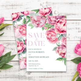 Blush Pink Peonies Waterverf Weddenschap Save The Date