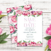Blush Pink Peonies Waterverf Weddenschap Save The Date