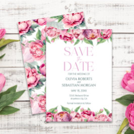 Blush Pink Peonies Waterverf Weddenschap Save The Date