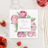 Blush Pink Peonies Waterverf Weddenschap Servet (Insitu)