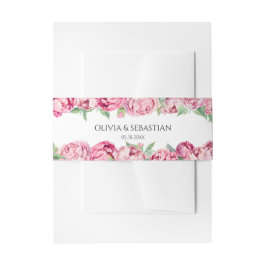 Blush Pink Peonies Waterverf Weddenschap Uitnodigingen Wikkel