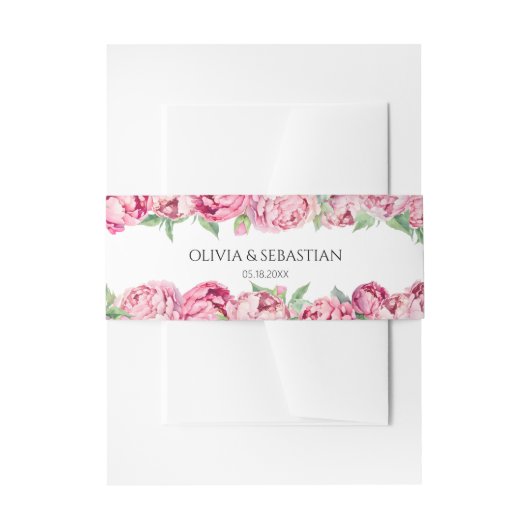 Blush Pink Peonies Waterverf Weddenschap Uitnodigingen Wikkel (Voorkant Voorbeeld)