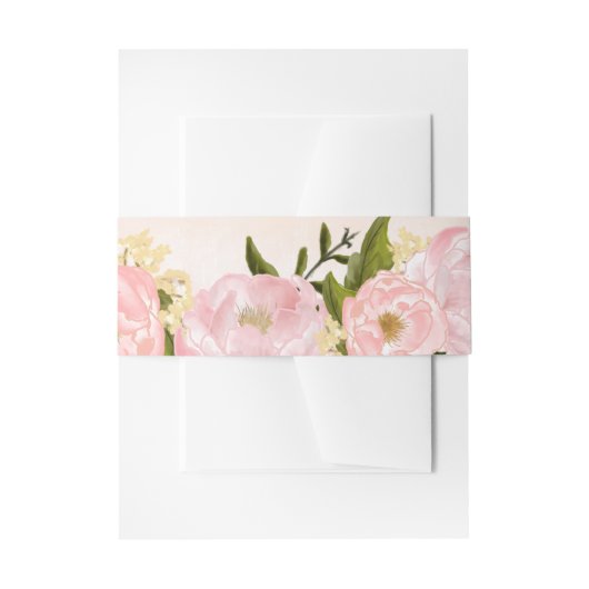 Blush Pink Peonies Waterverf Weddenschap Uitnodigingen Wikkel (Voorkant Voorbeeld)