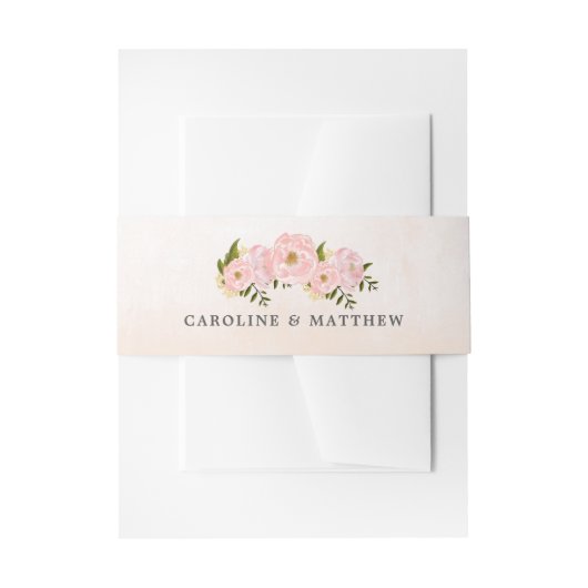 Blush Pink Peonies Waterverf Weddenschap Uitnodigingen Wikkel (Voorkant Voorbeeld)