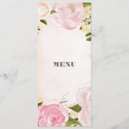 Blush Pink Peonies Waterverf Wedding Menu Kaart