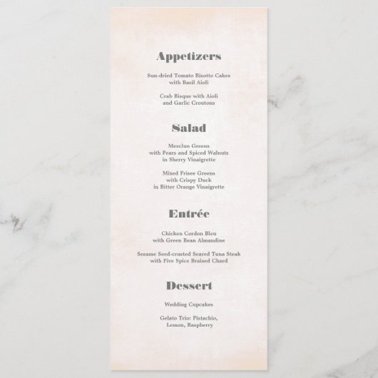 Blush Pink Peonies Waterverf Wedding Menu Kaart (Achterkant)