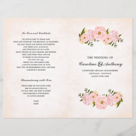 Blush Pink Peonies Waterverf Wedding Programs