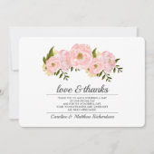 Blush Pink Peonies Weddenschap Hartelijk dank Bedankkaart (Voorkant)