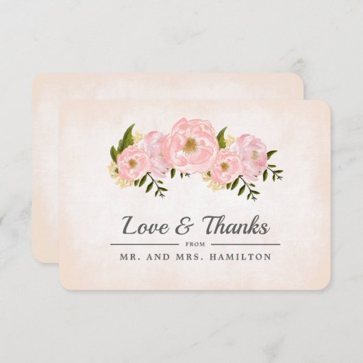 Blush Pink Peonies Weddenschap Hartelijk dank Bedankkaart (Voorkant / Achterkant)