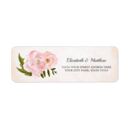 Blush Pink Peonies Wedding Return Address Labels