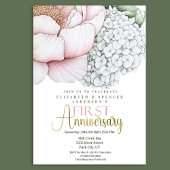 Blush Pink Peony 1st Wedding Anniversary Kaart