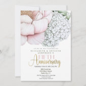 Blush Pink Peony 5th Wedding Anniversary Kaart (Voorkant)