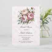 Blush Pink Peony and Cotton Bridal Shower  Kaart (Staand voorkant)