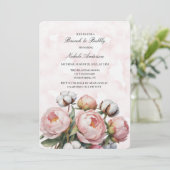 Blush Pink Peony and Cotton Brunch & Bubbly Kaart (Staand voorkant)