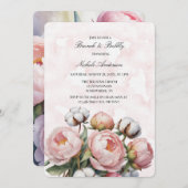 Blush Pink Peony and Cotton Brunch & Bubbly Kaart (Voorkant / Achterkant)