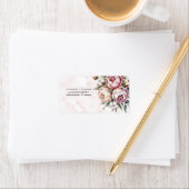 Blush Pink Peony and Cotton Wedding Address Etiket (Insitu)