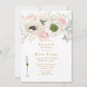 Blush Pink Peony Anemone Gold Brunch & Bubble Kaart (Voorkant)