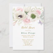 Blush Pink Peony Anemone Gold Vrijgezellenfeest Kaart (Voorkant)