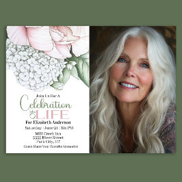 Blush Pink Peony Celebration Of Life Invitation Kaart