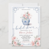 Blush Pink Peony Chinoiserie Ginger Jar Bridal Kaart (Voorkant)