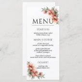 Blush Pink Peony Coral Elegant Dinner Wedding Menu (Voorkant / Achterkant)