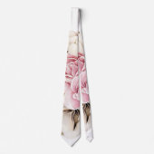 Blush Pink Peony Cream Cotton Groom Weddenschap Stropdas (Voorkant)