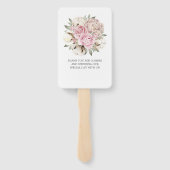 Blush Pink Peony Cream Cotton Weddenschap Handwaaier (Achterkant)