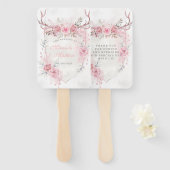 Blush Pink Peony Deer Antlers Weddenschap Handwaaier (Voorkant en achterkant)