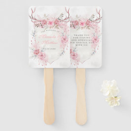 Blush Pink Peony Deer Antlers Weddenschap Handwaaier
