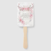 Blush Pink Peony Deer Antlers Weddenschap Handwaaier (Achterkant)