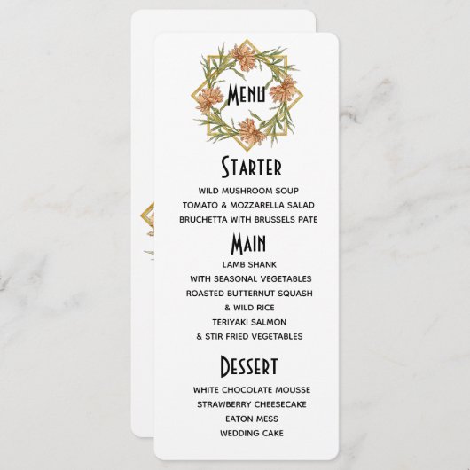 Blush Pink Peony Edge Menu (Voorkant / Achterkant)