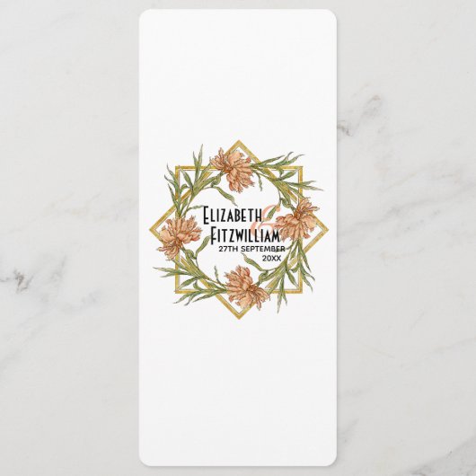 Blush Pink Peony Edge Menu (Achterkant)