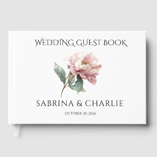 Blush Pink Peony Elegant Floral Wedding Gastenboek (Voorkant)