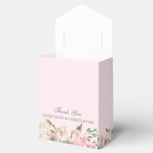 Blush Pink Peony Elegant Waterverf Floral Wedding Bedankdoosjes (Geopend)