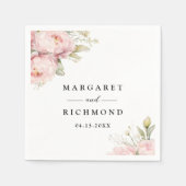 Blush Pink Peony Elegant Waterverf Floral Wedding Servet (Voorkant)