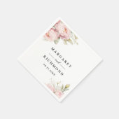Blush Pink Peony Elegant Waterverf Floral Wedding Servet (Hoek)