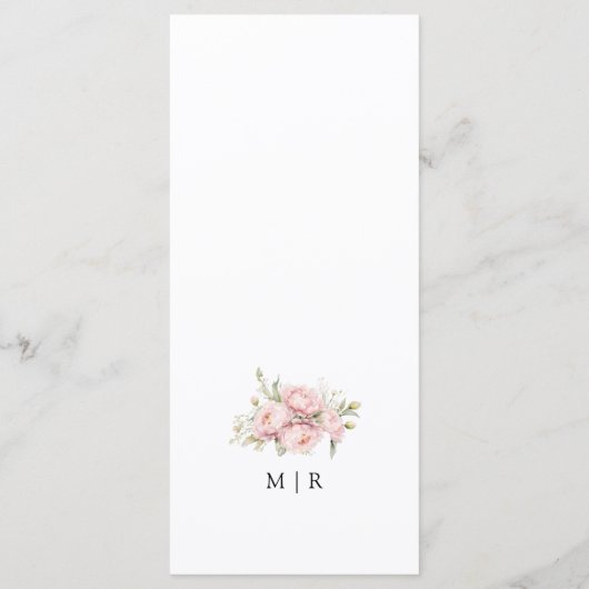 Blush Pink Peony Elegant Waterverf Wedding Menu (Achterkant)